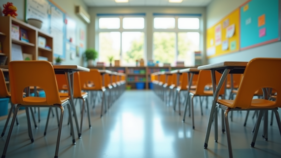 Eye-level view of a colorful classroom with accessible learning materials