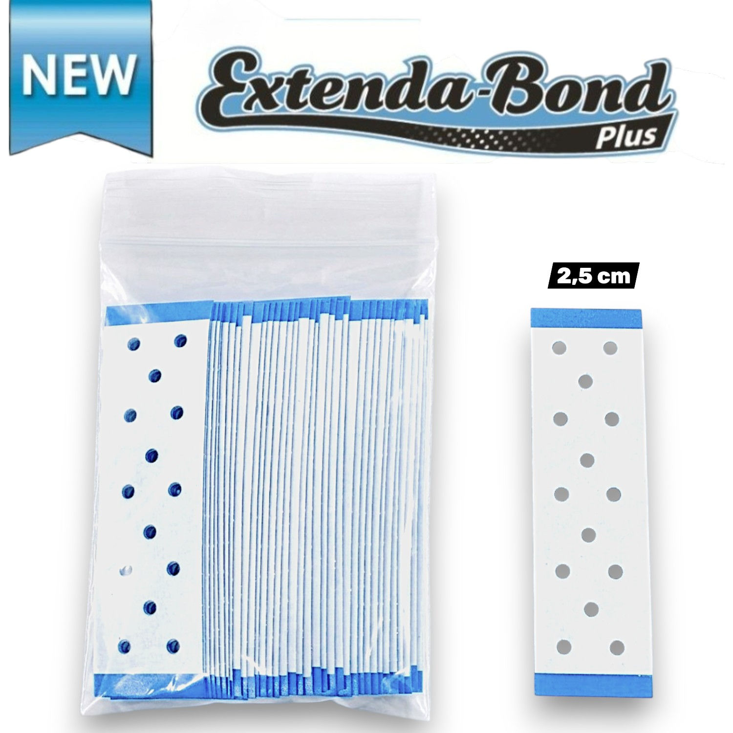 Extenda Bond Plus Mavi Delikli Protez Saç Bandı 2.5x7.5cm