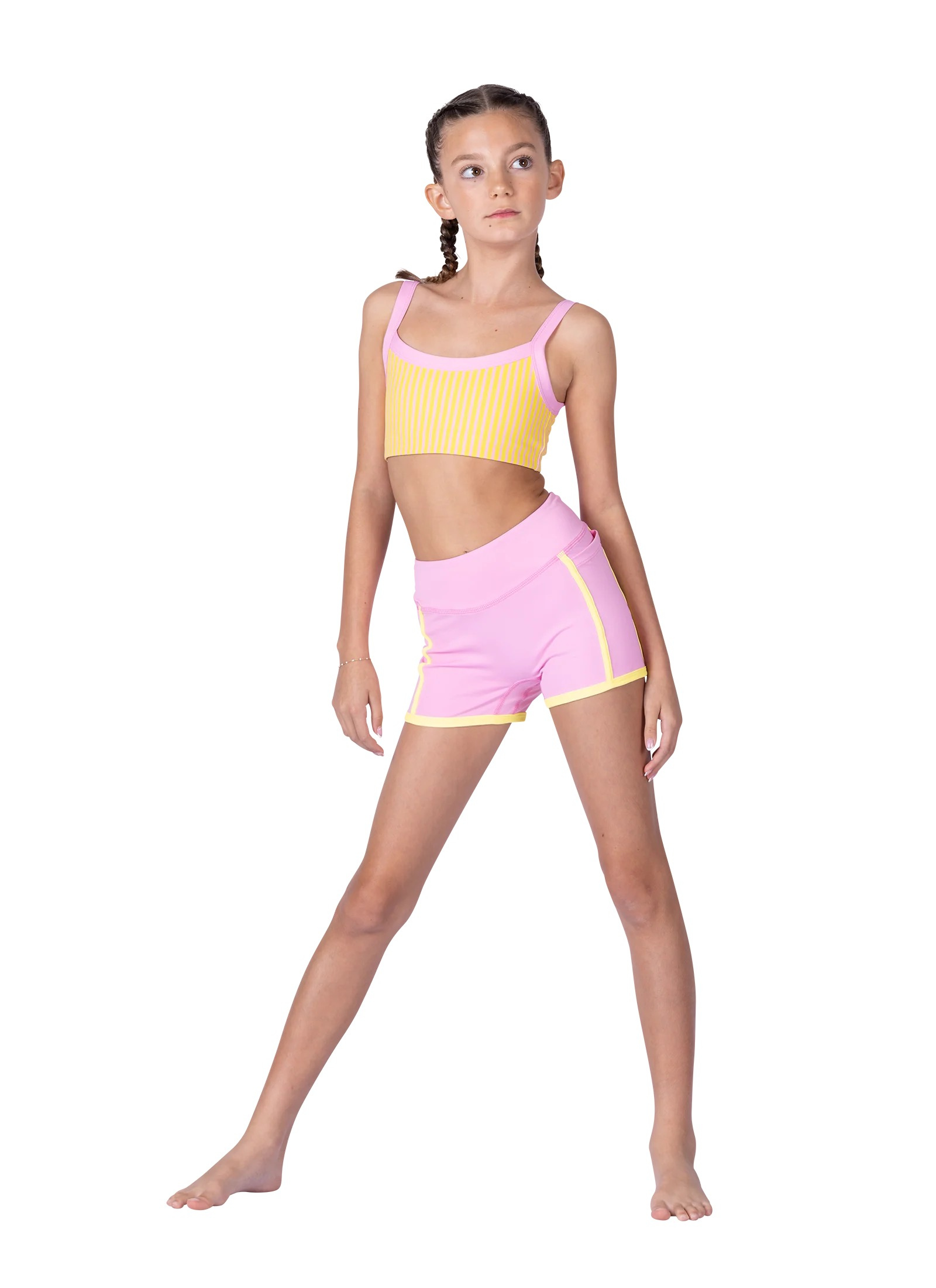 XO Dance Co. Pinstripe Top -Pink Lemonade