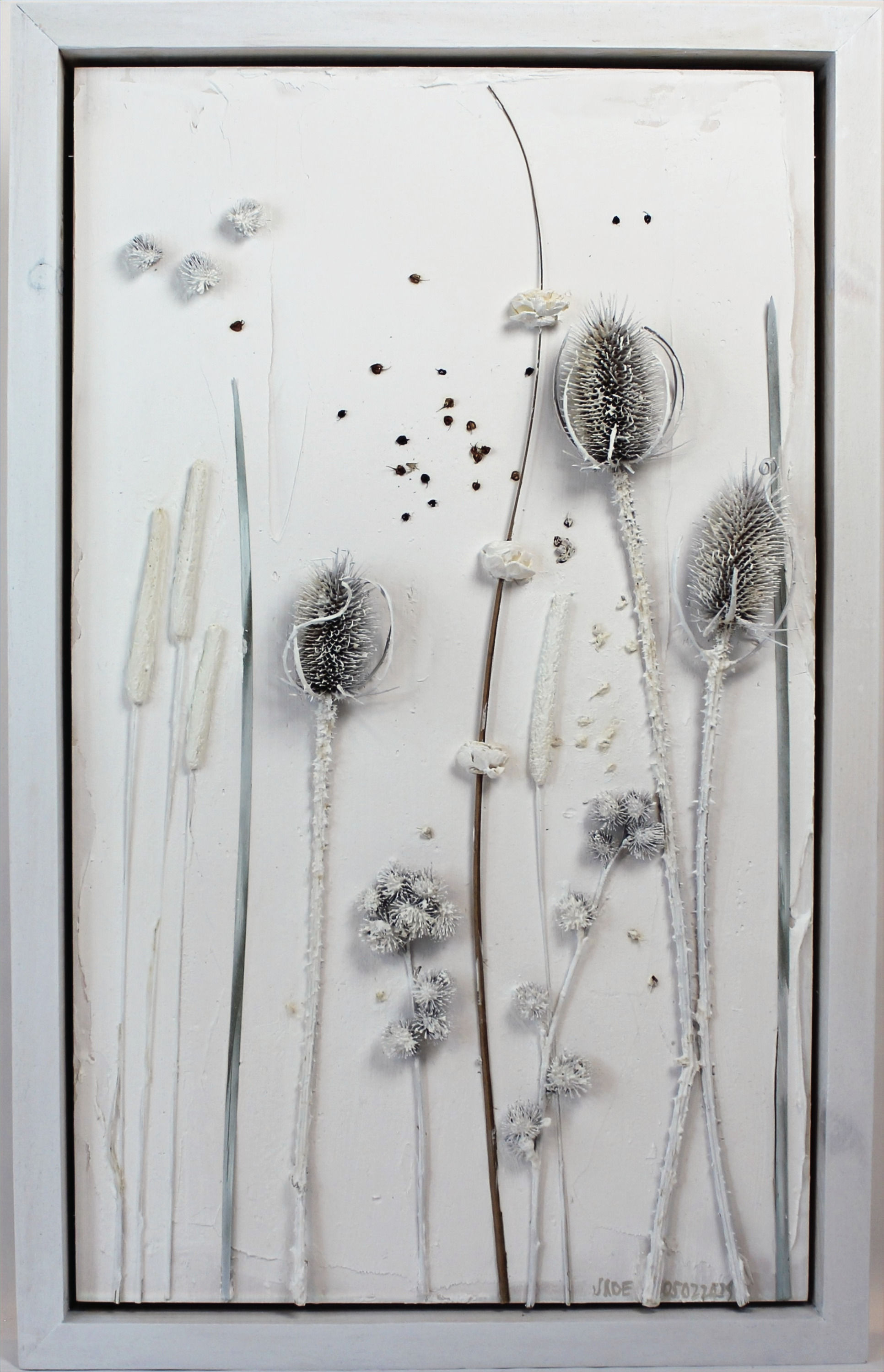 Botanical-plaster-original-framed-Gathering-12-front-jade-brown