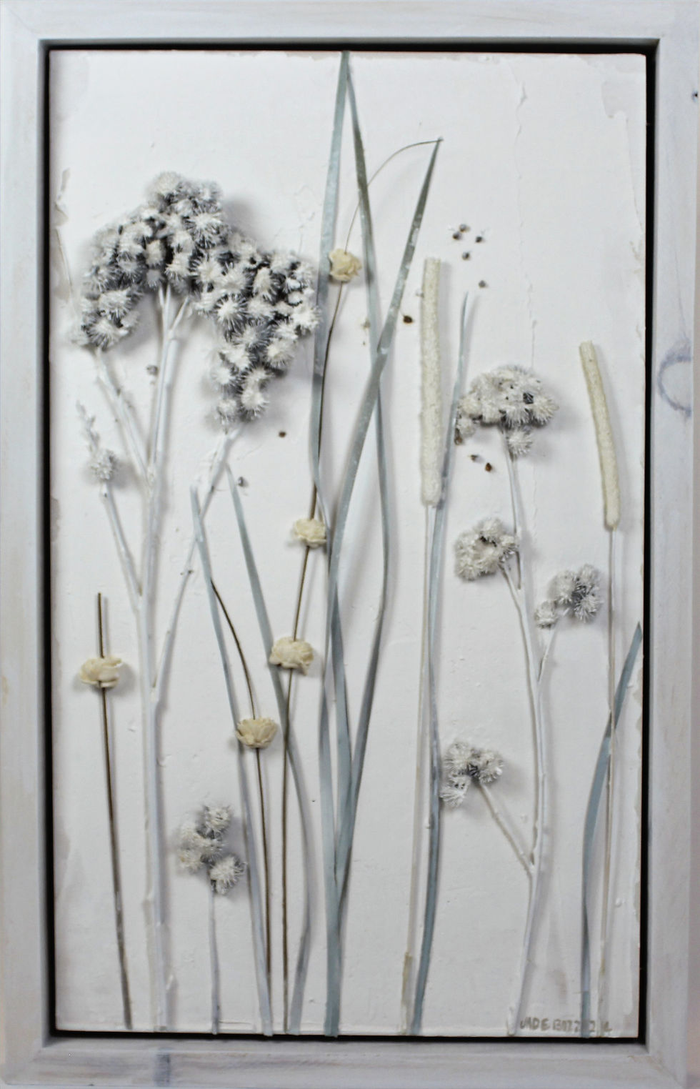 Botanical-plaster-original-framed-Gathering-10-front-jade-brown