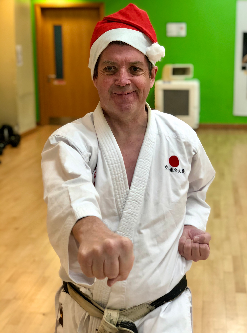 Sensei Austin with a Santa hat
