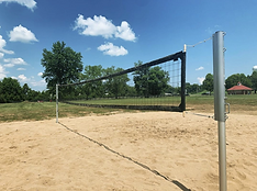 Volleyball net in a sand pit at Flat Run Veterans Park