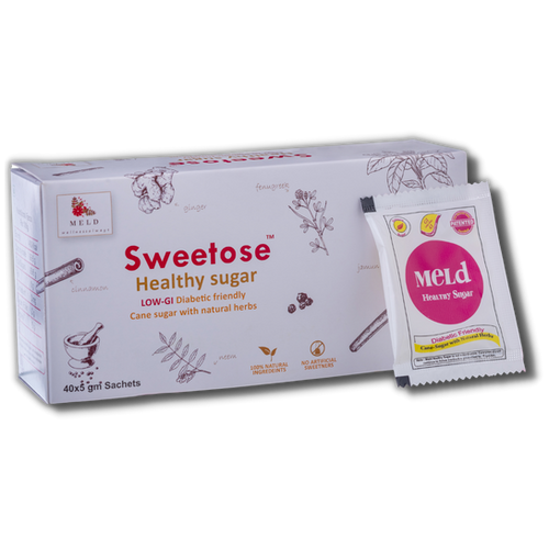 Sweetose Healthy Sugar Sachets 200gm (40x5gm) Low GI Sulphur Less