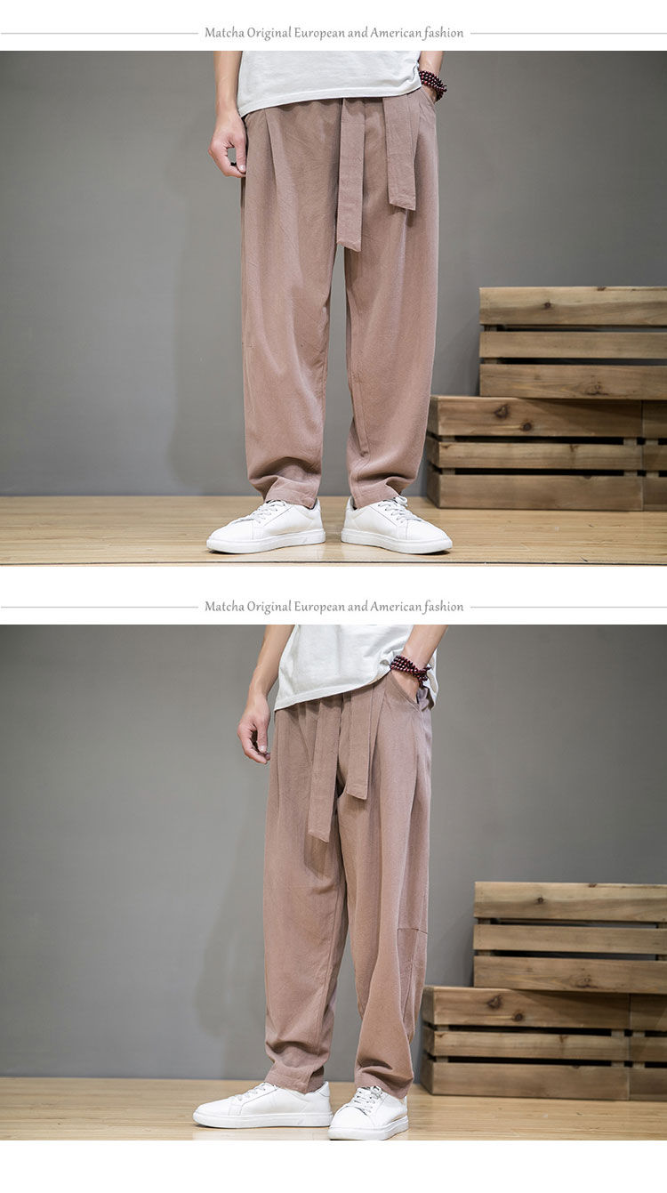 Miniatura: Chinese Style Men's Casual Loose Cotton Linen Trousers