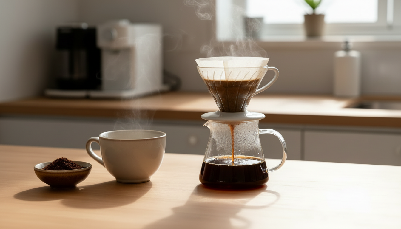 Filtro de papel maior em suporte para preparo de maior volume de café