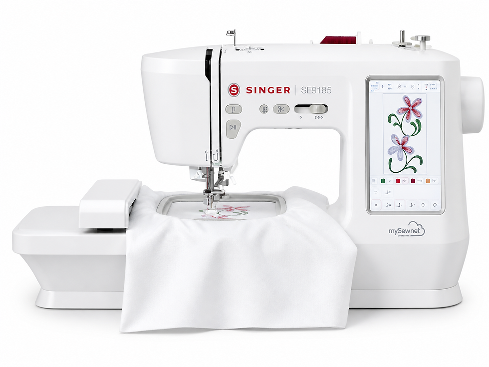 Singer SE9185 bordando com bastidor e tela touch