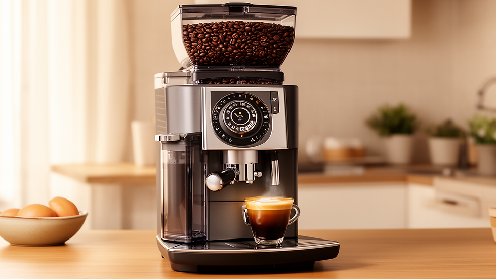 Cafeteira superautomática preparando bebidas após ajuste gradual de moagem