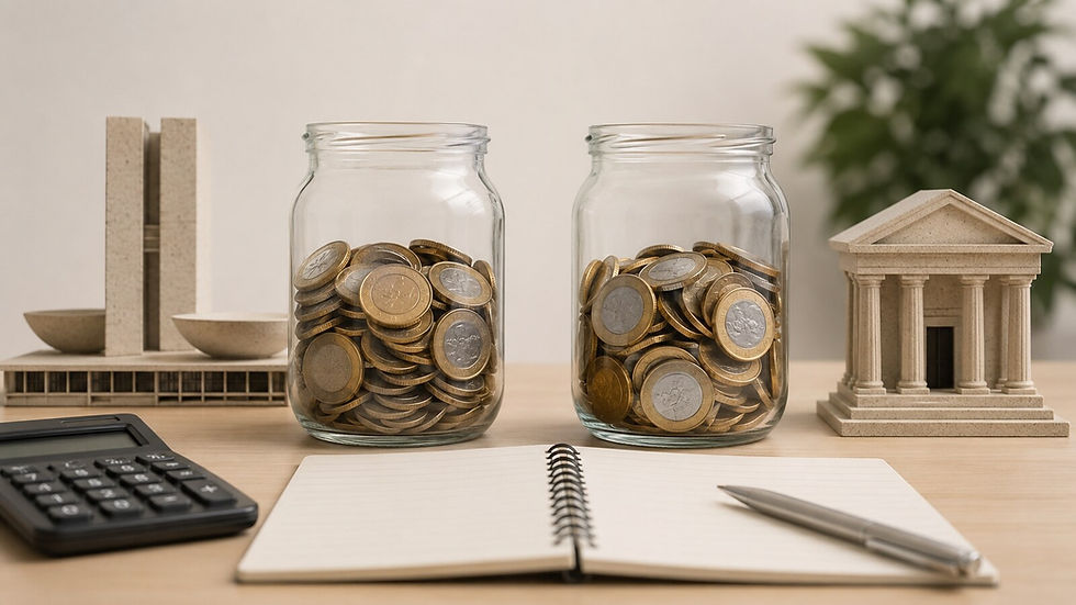 Dois recipientes com moedas comparando título público e investimento bancário