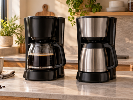 Comparação entre cafeteira com jarra de vidro e jarra térmica de inox