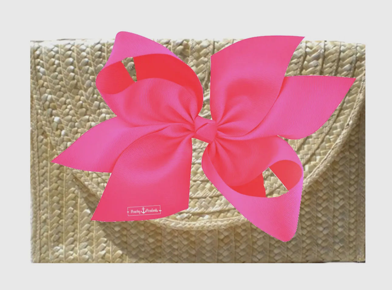 Vineyard Straw Clutch W/ Interchangeable Bow