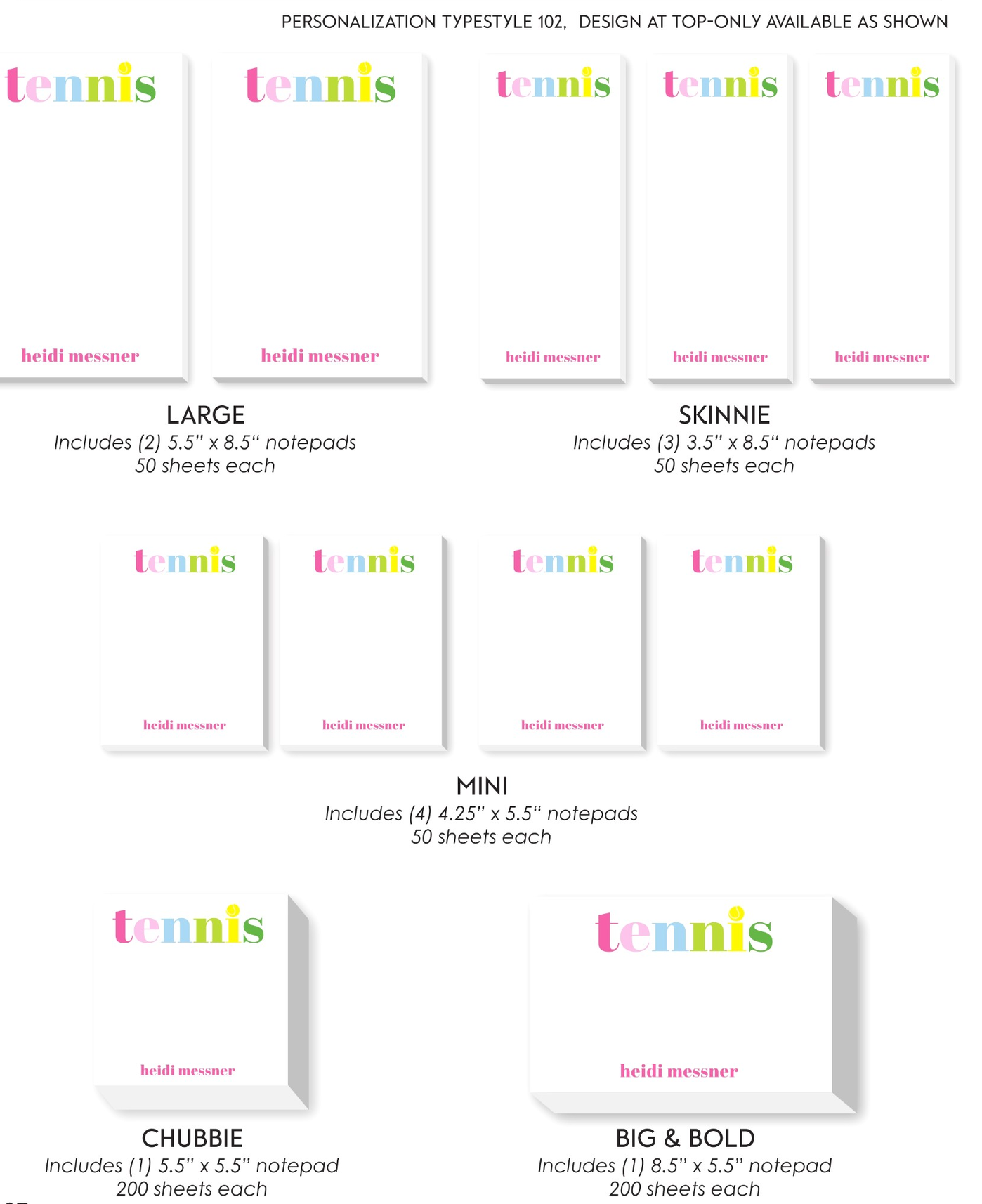 Bright Tennis Notepad
