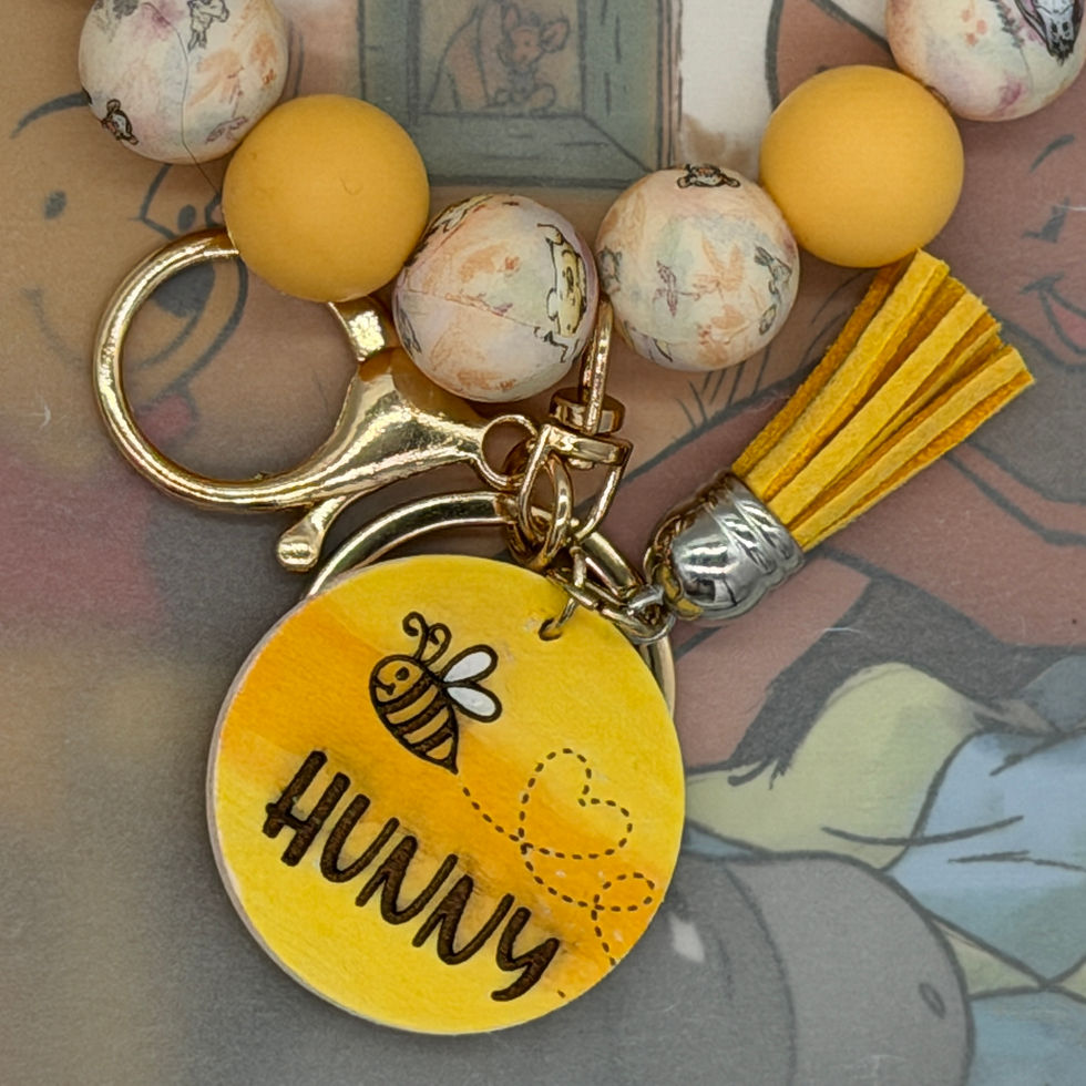 Thumbnail: Hunny Loving Bear Silicone Beaded Wristlet Key Fob, Accessories