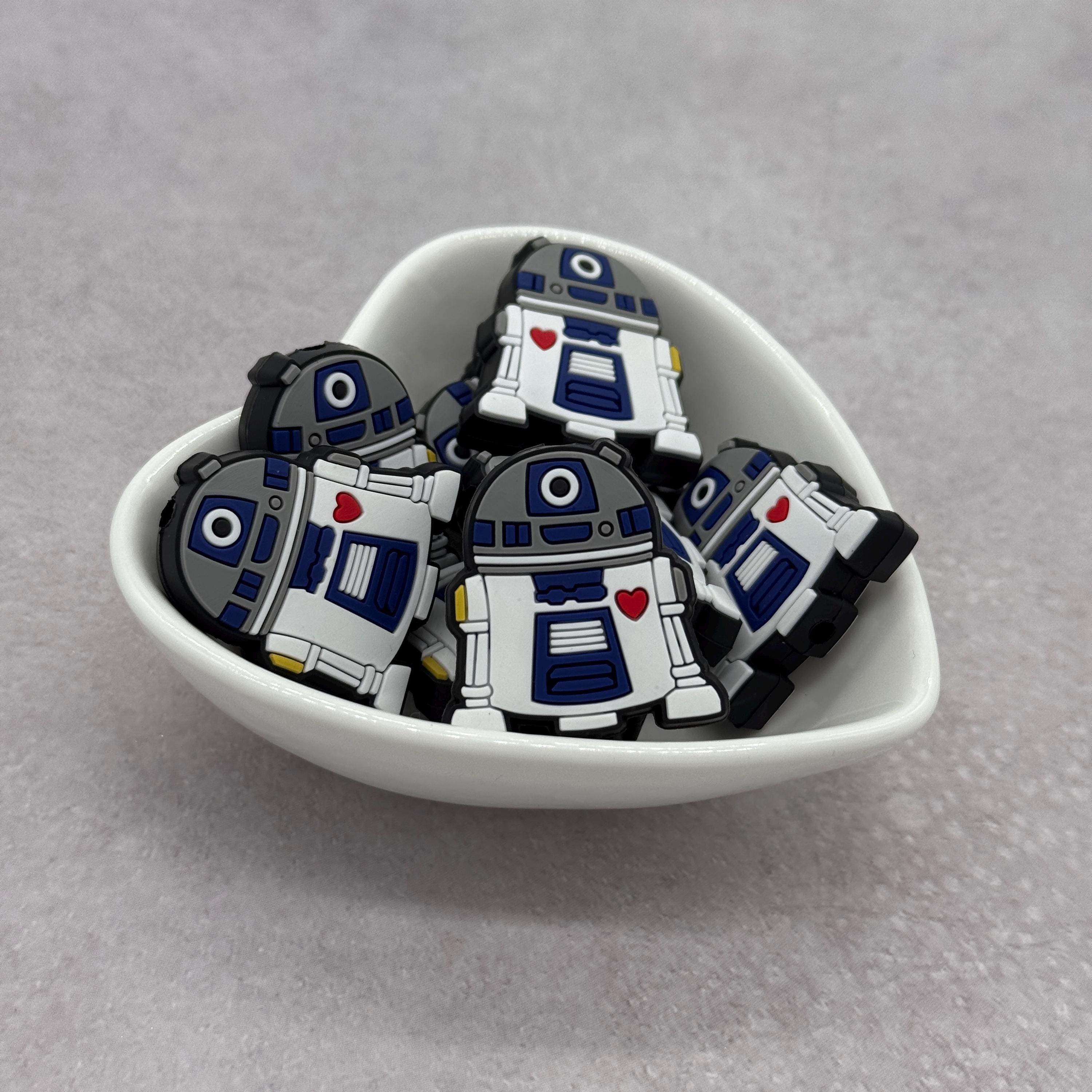 Blue Droid Double-Sided Silicone Focal Bead