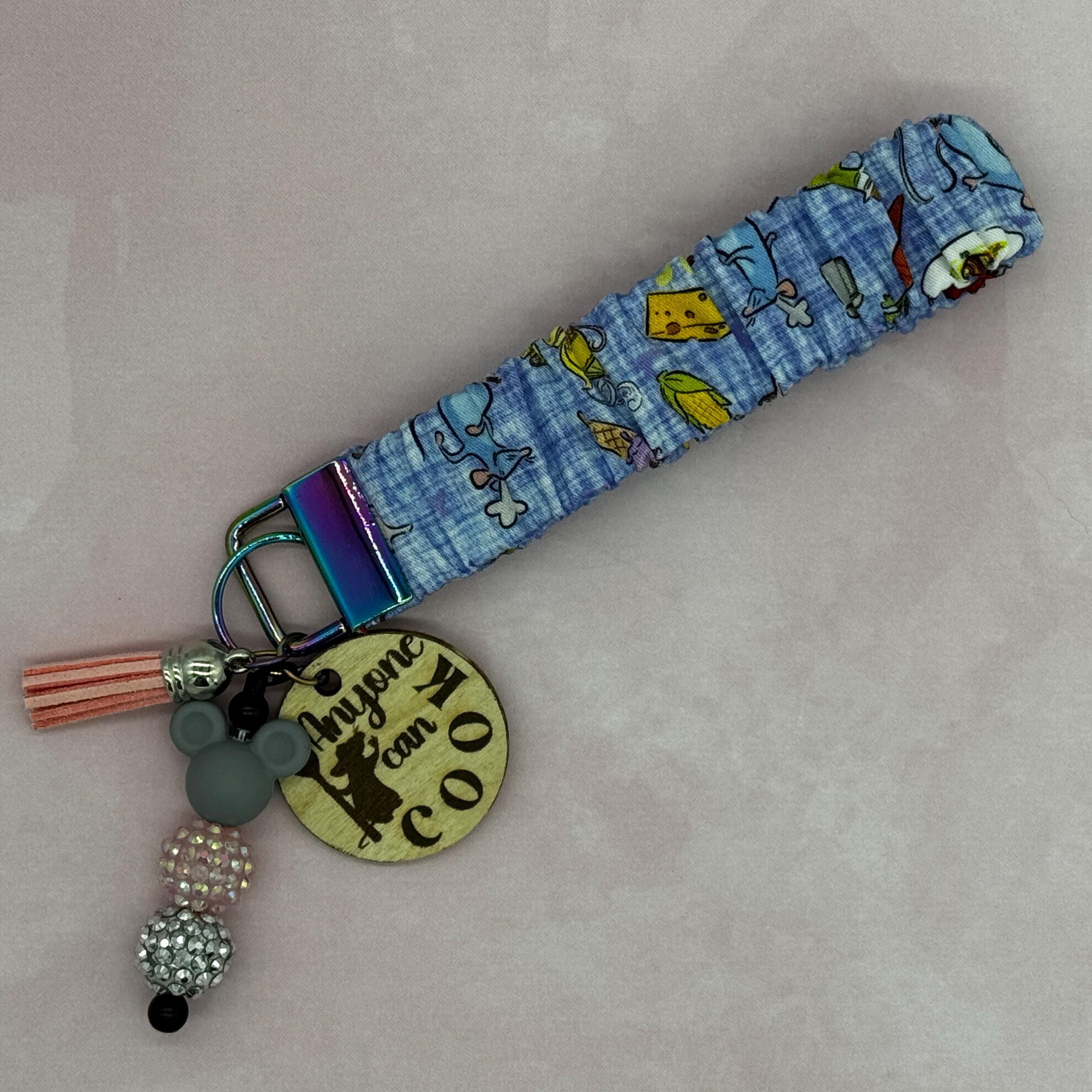 Little Chef Scrunchy Wrist Key Fob, Wooden Charm, Tassel and Beaded Accessories