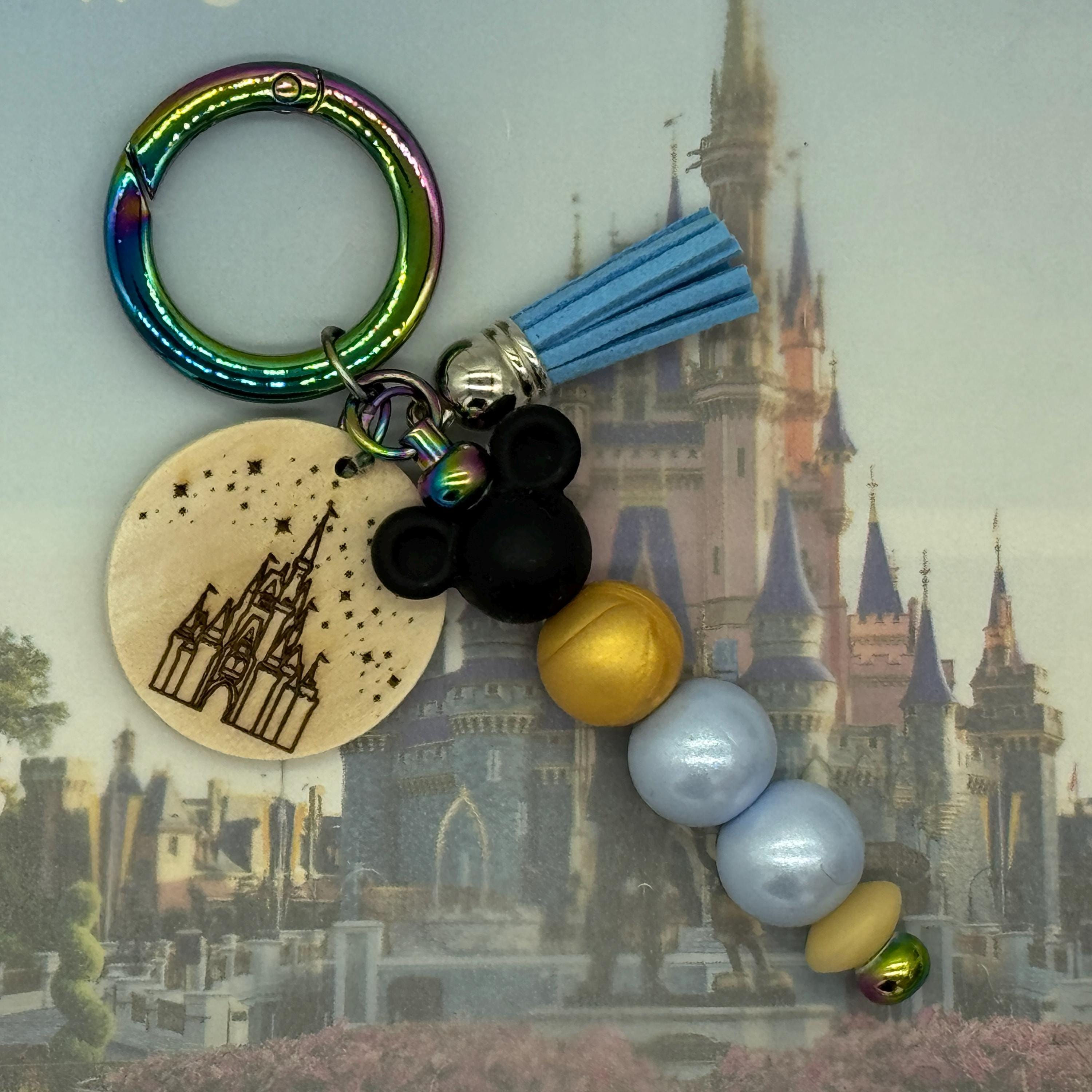 Magic World Castle Silicone Beaded Purse Charm Keychain with Accessories