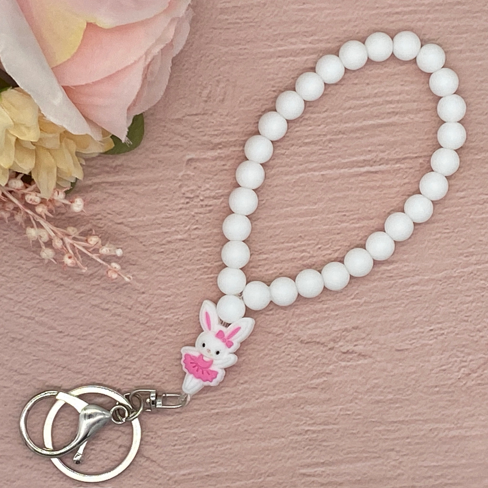 Ballet Bunny Loop Beaded Wristlet Key Fob