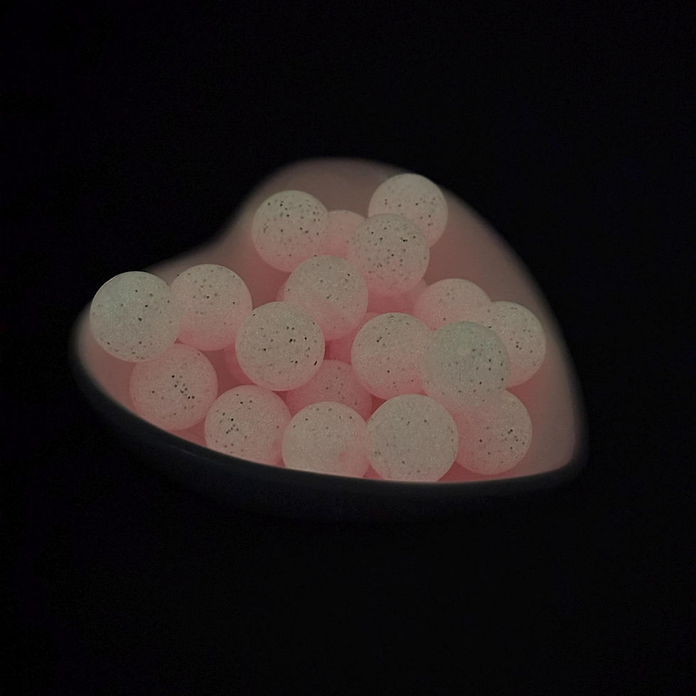Thumbnail: Neon Pink Glitter Glow in the Dark 15mm Round Silicone Bead