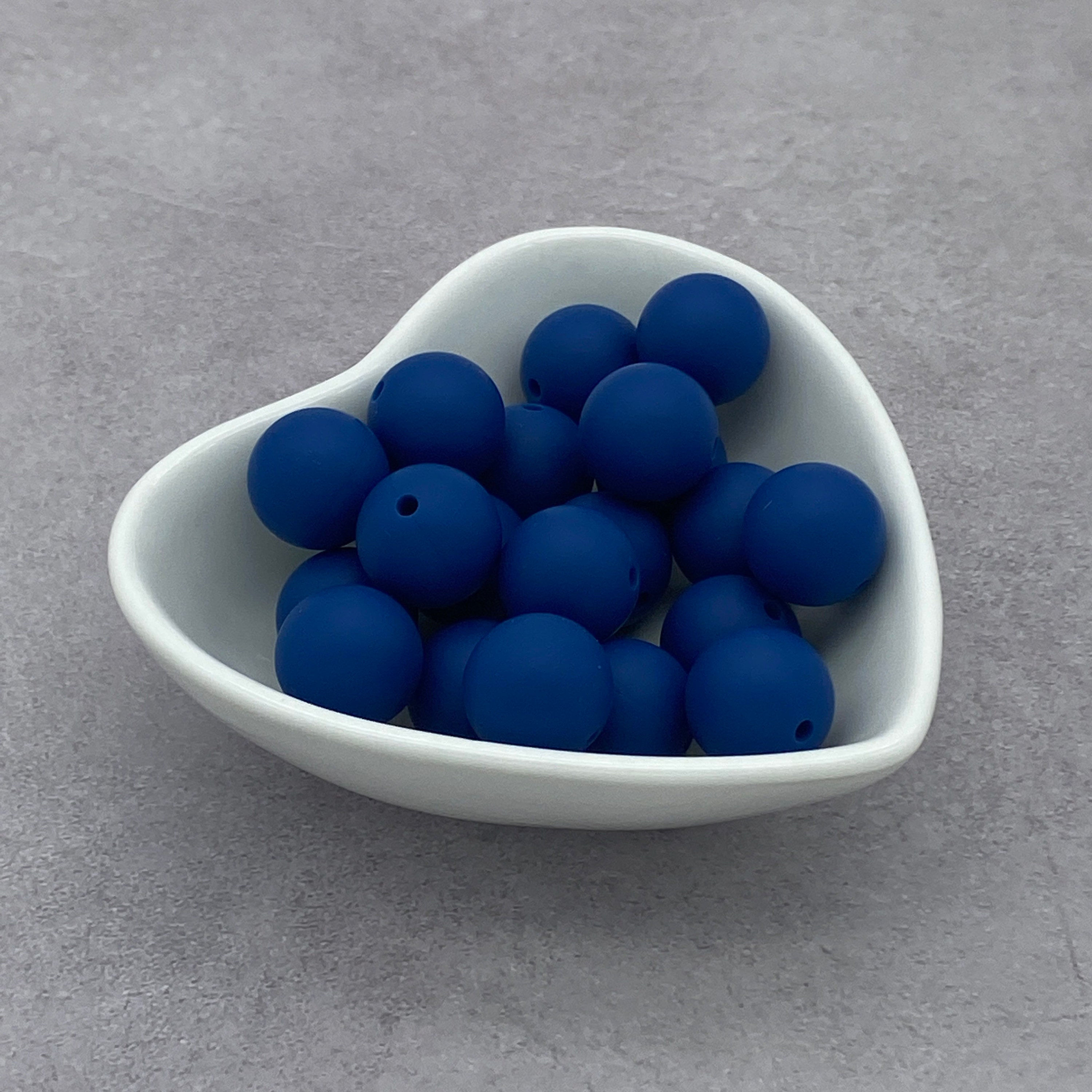 Steel Blue 15mm Round Silicone Beads