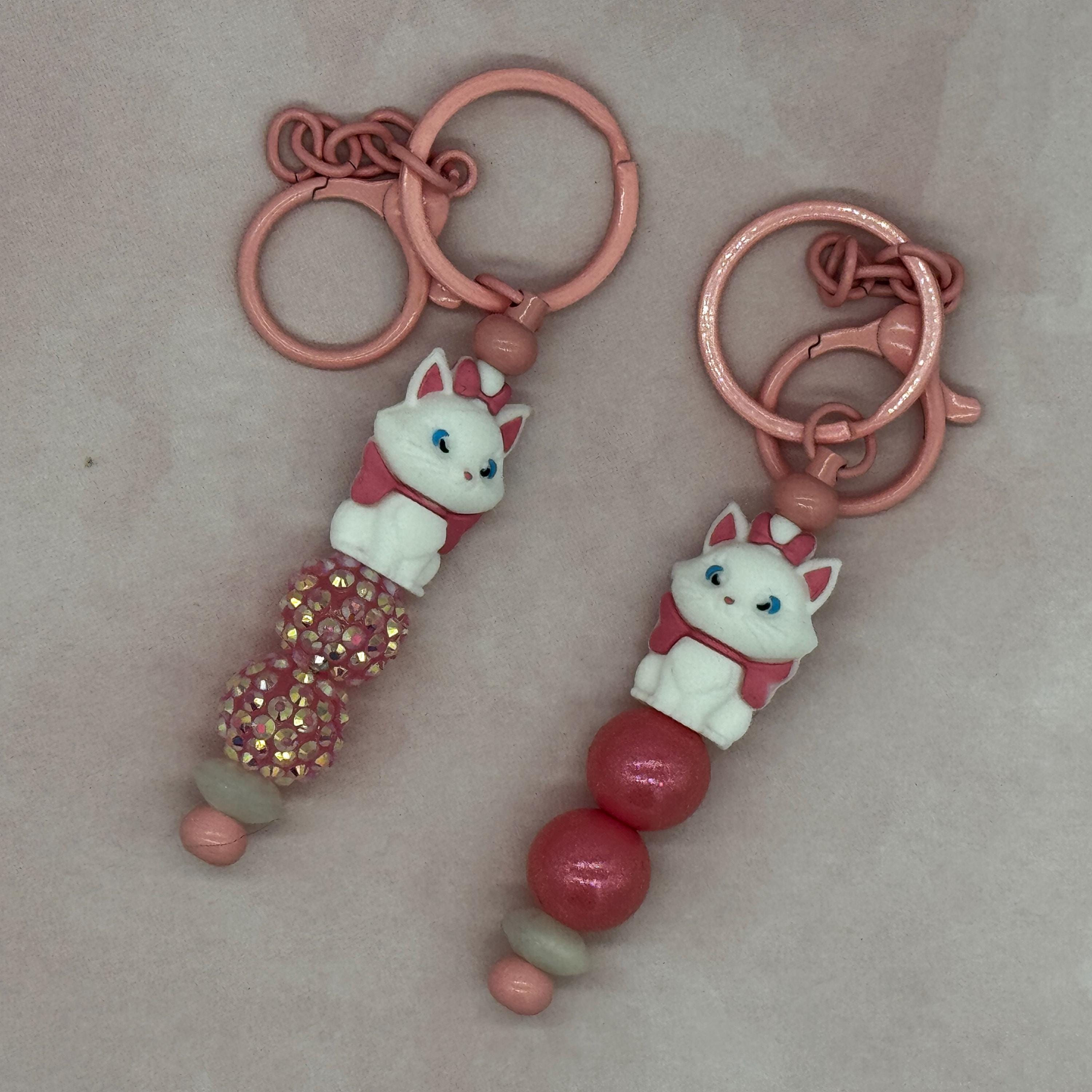 Ladies Finish Fights Silicone + Rhinestone Beaded Bar Keychain