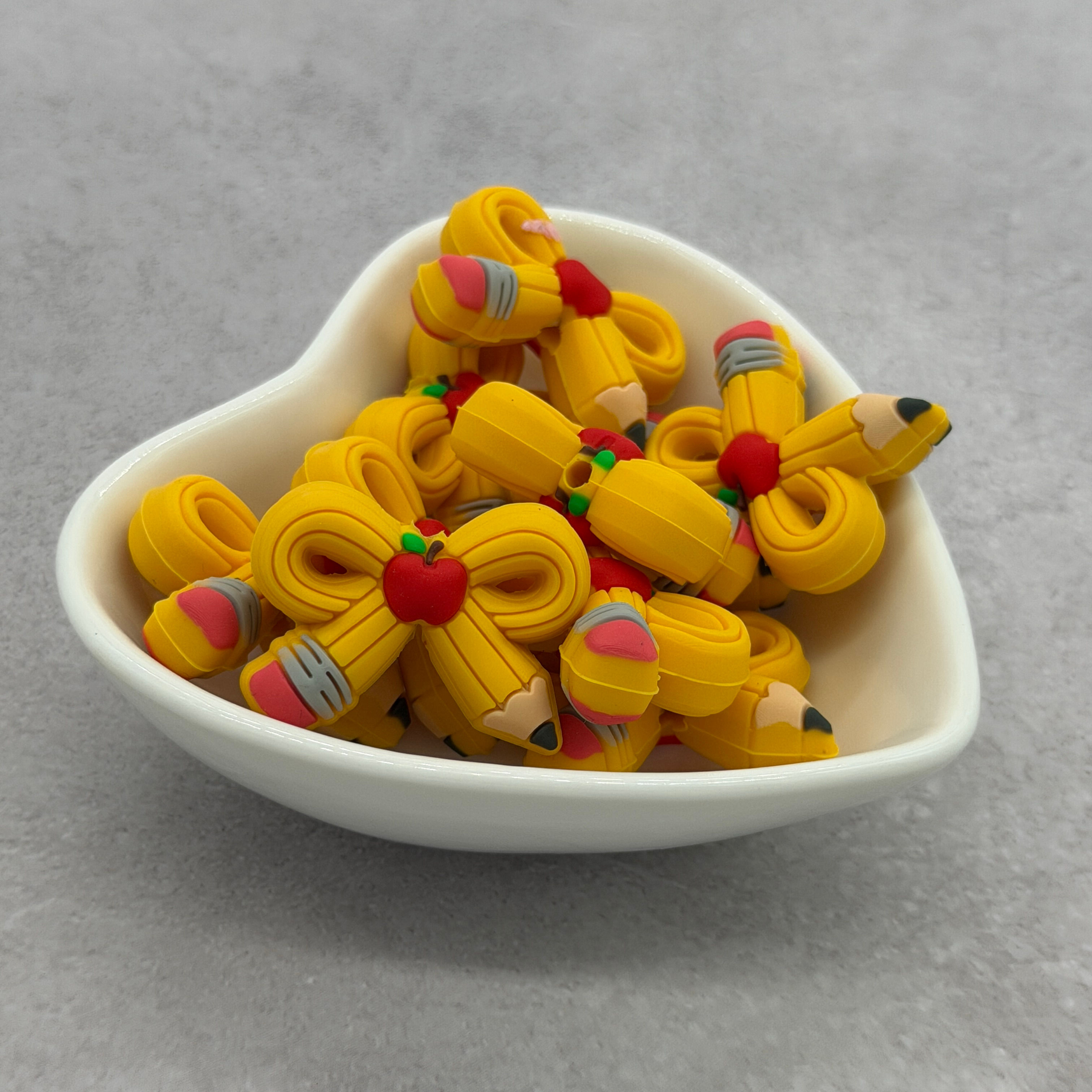 Pencil Bow 3D Silicone Focal Bead