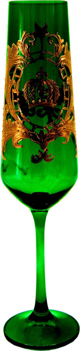 Luxus Champagnerglas mit 24 Karat Vergoldung Dunkelgrün / Gold