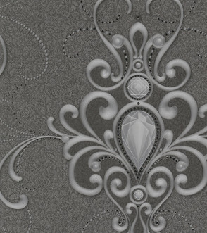 Harald Glööckler Designer Barock Vliestapete 58560 - Ornamente mit Strasssteinen - Grau / Anthrazit