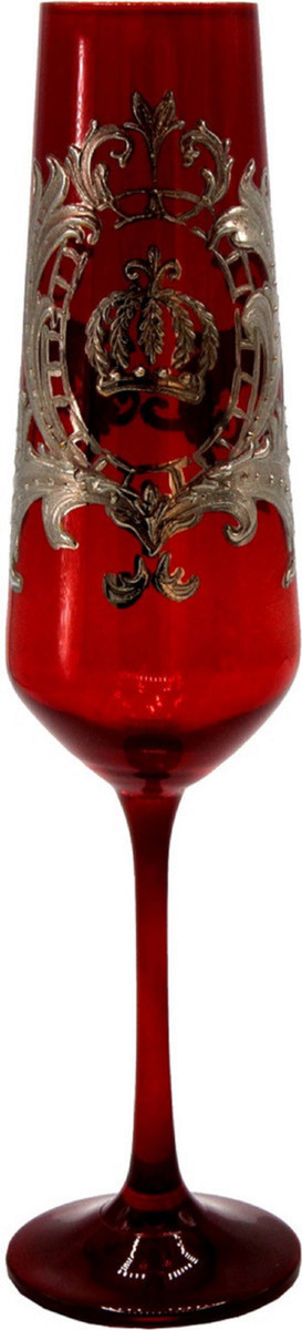Luxus Champagnerglas mit edler Platin Beschichtung Bordeauxrot / Silber