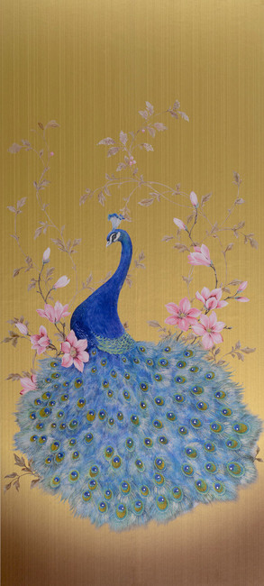 Harald Glööckler Designer Barock Vliestapete 58511 - Pfau - Gold / Mehrfarbig
