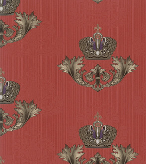Harald Glööckler Imperial Barock Tapete 54856 - Rot mit goldener Krone