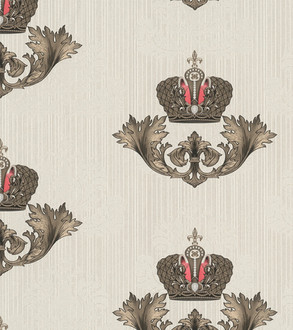 Harald Glööckler Imperial Barock Tapete 54855 - Creme mit goldener Krone