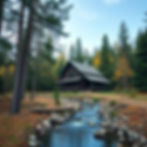 rustic cabin with a creek and lots of trees.jpg
