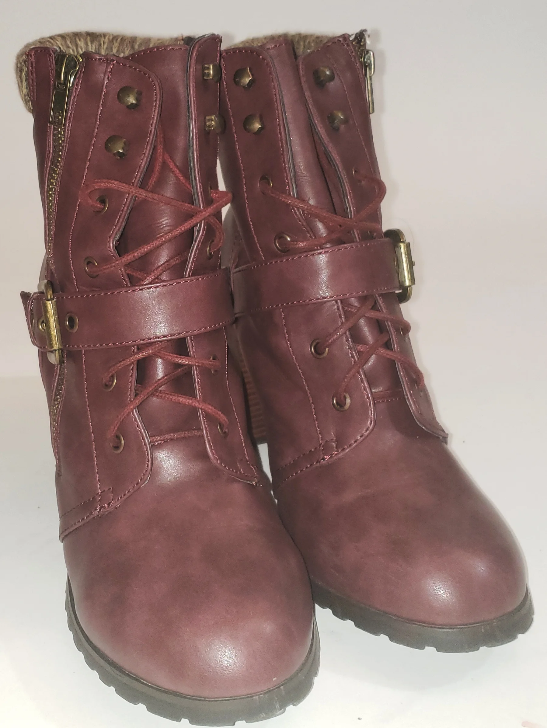 justfab burgundy booties