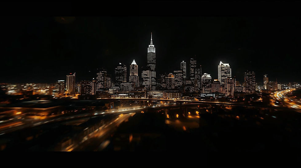 A cinematic concept scene depicting the expansive skyline of Charlotte, North Carolina, re