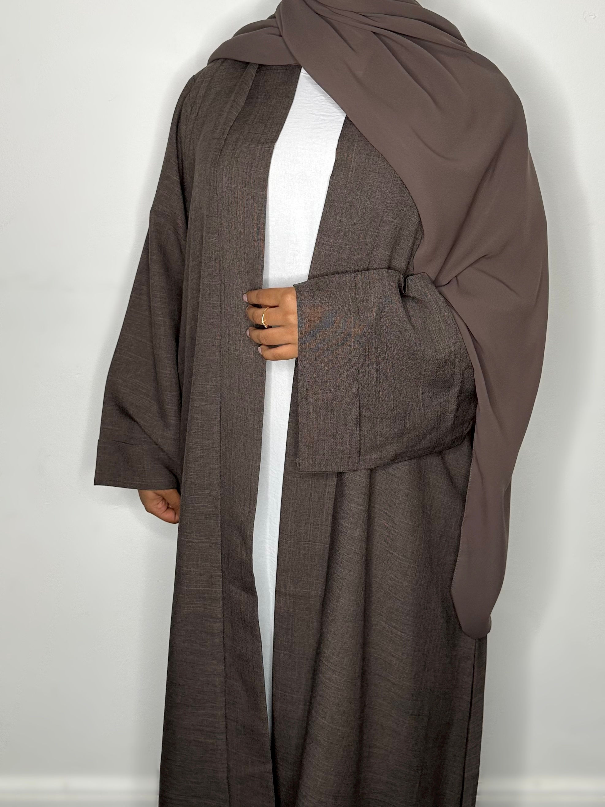 Muna Brown Open Abaya