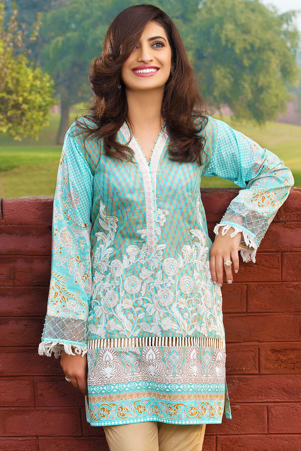 Thumbnail: Gul Ahmed Summer Essential Collection 2017 Turquoise 2 Pc Embroidered Lawn TL-55
