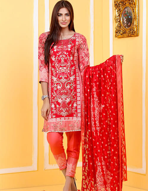 Thumbnail: Ayesha Zohaib Embroidered Linen Collection 2017 Vol-1 D-01