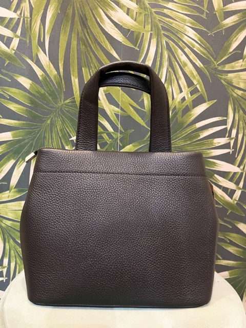 Small Black Plain Leather Bag with Long Strap Zip Top Inside Pocket