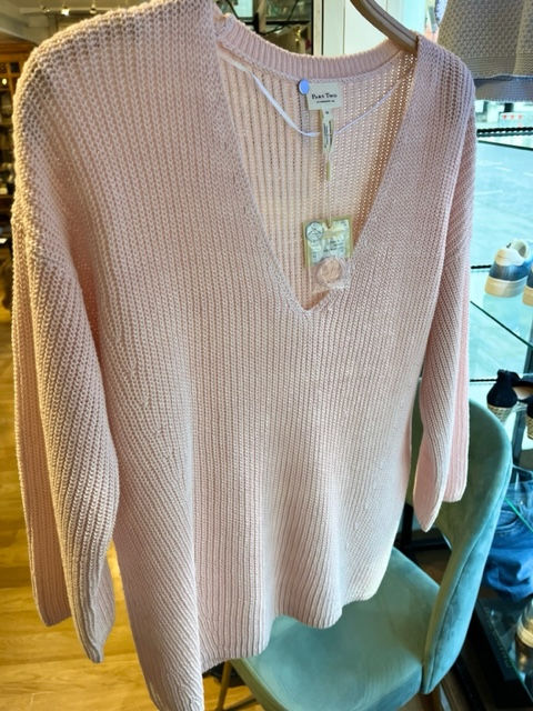 Beautiful Cotton Pale Pink V Neck Jumper