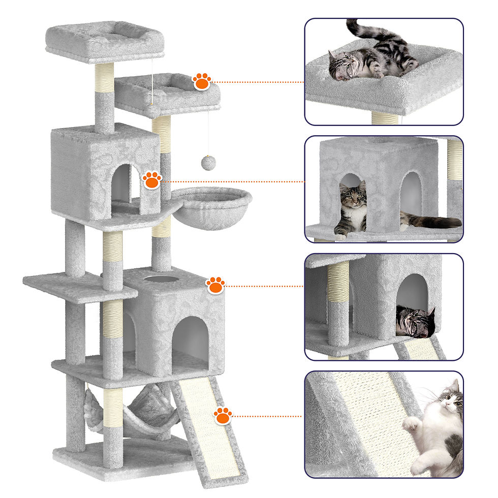Thumbnail: 158cm Multi-Level Cat Tree with Scratching Board & Post - Stable Cat Tower with 