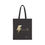 Thumbnail: Black cotton canvas tote bag with big lightning Pin image