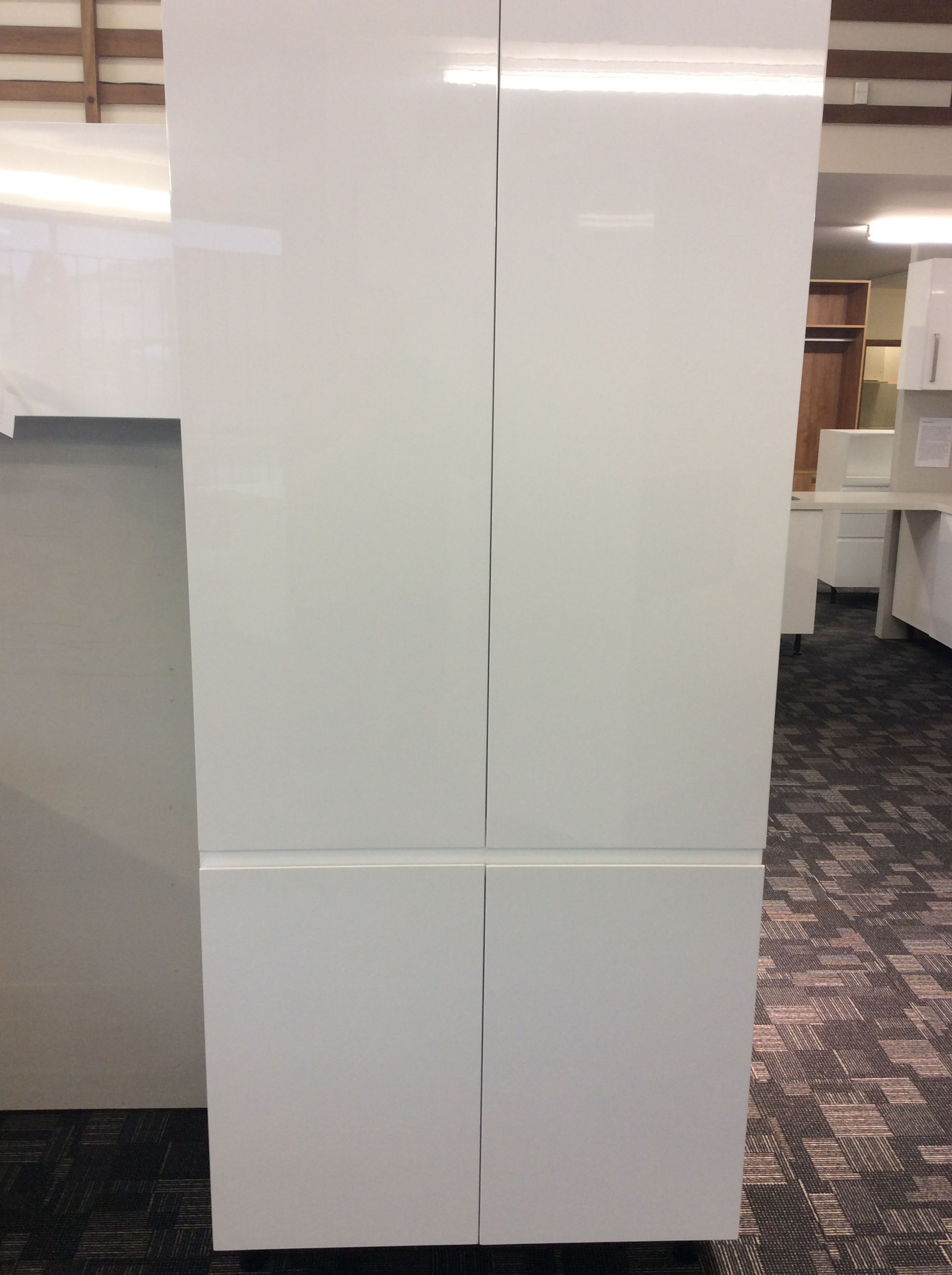 900mm pantry cabinet – gloss white double-door flat pack tall kitchen storage unit from Kora Kitchens Brisbane