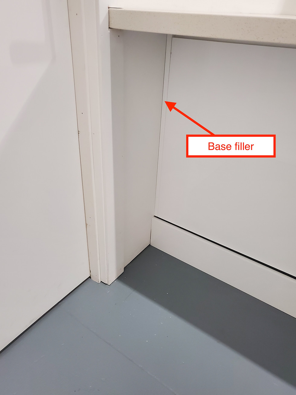 Flat pack base filler panel 720mm x 100mm – gloss white kitchen trim from Kora Kitchens Brisbane