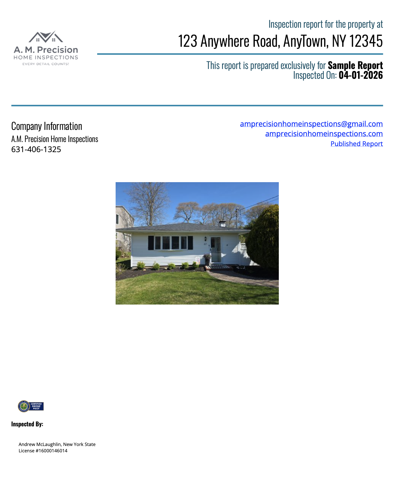 Sample Inspection Report Cover