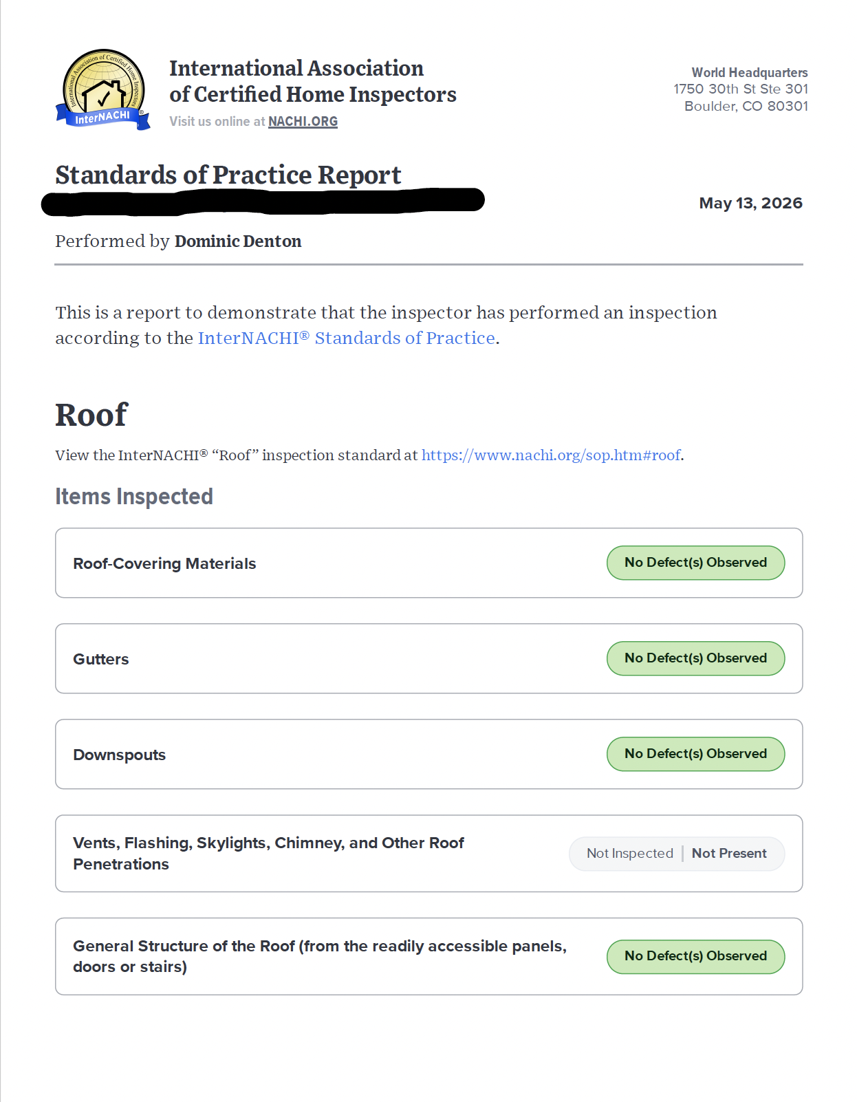 Home Inspection Report Cover