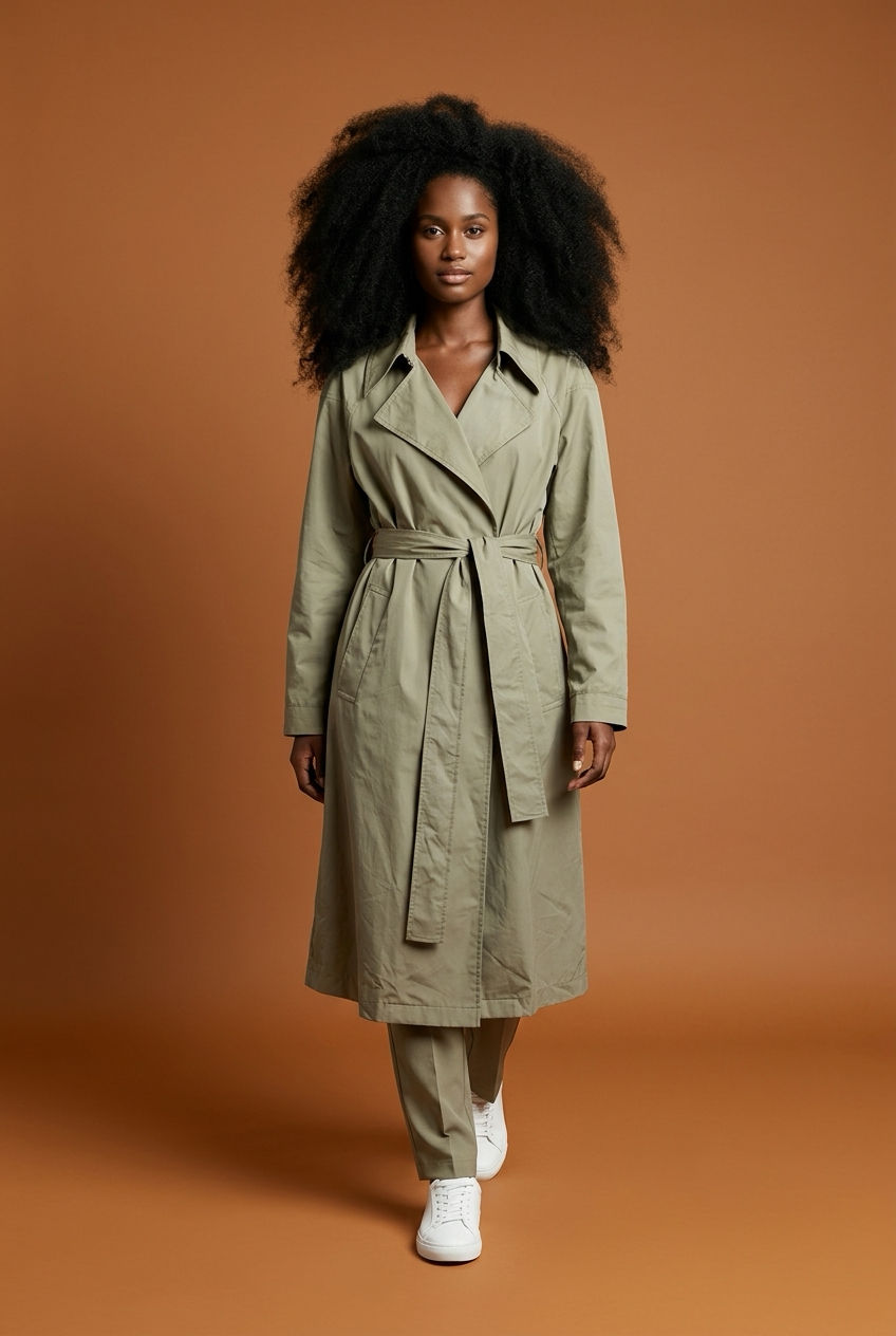 Laura Kent sage green trench, size 16