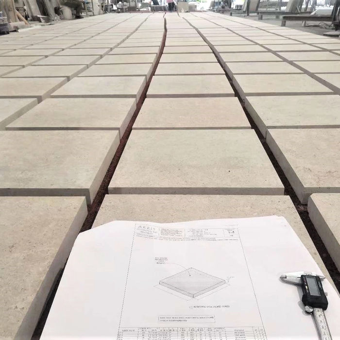 Large-format Coffee Limestone pavers organized for shipment, showcasing natural tonal consistency and clean-cut edges.