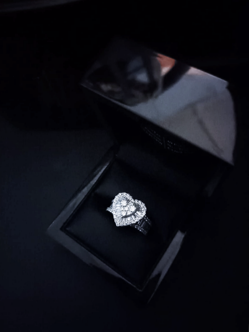 Thumbnail: Heart Shaped Diamond Cluster Ring