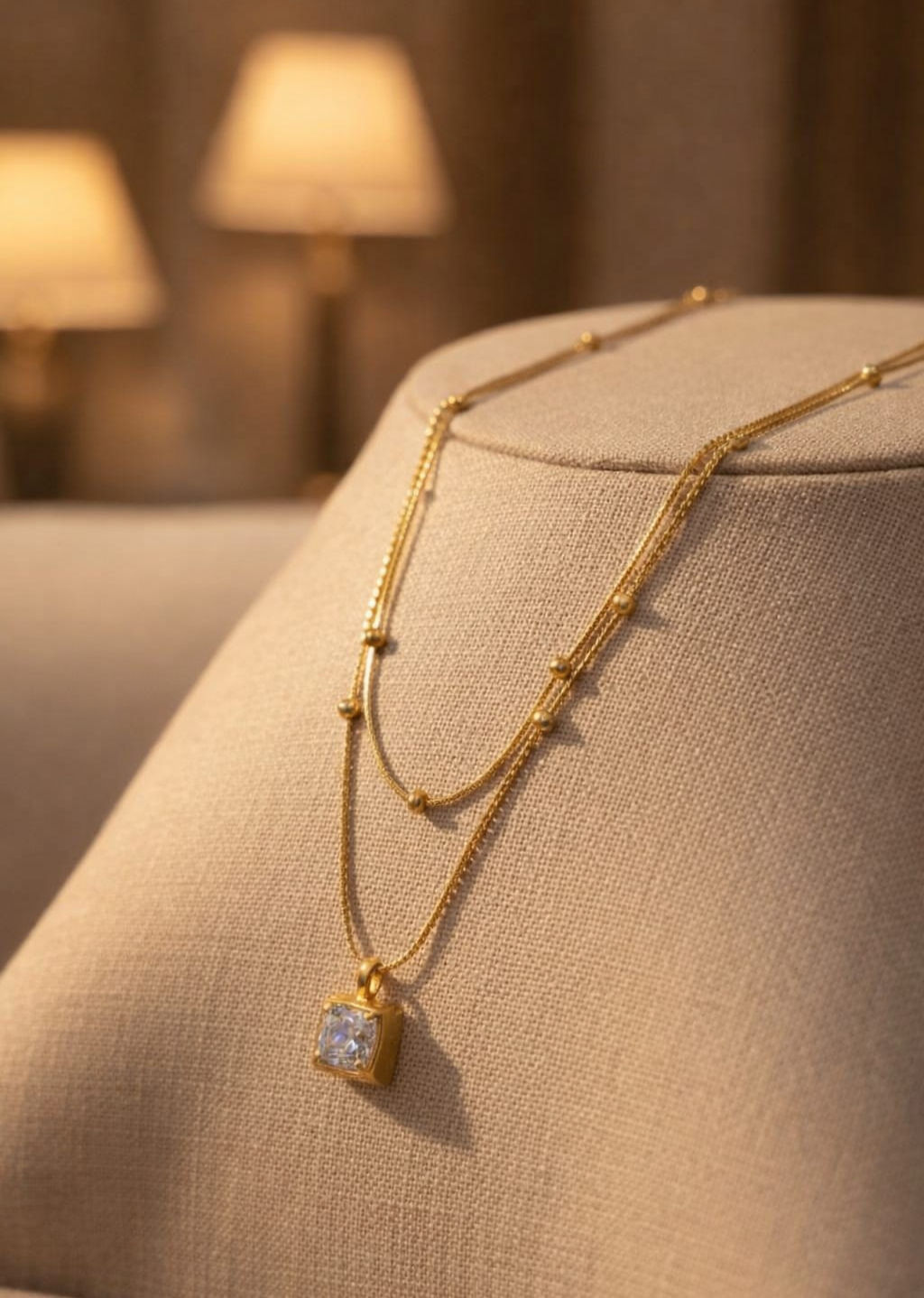 DOUBLE LAYERED SOLITAIRE BEADED