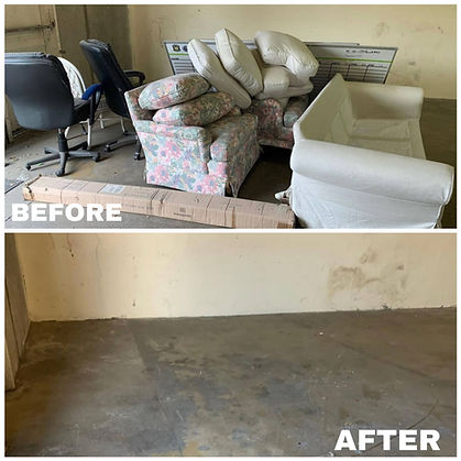 beofre and after image of some old chairs being removed